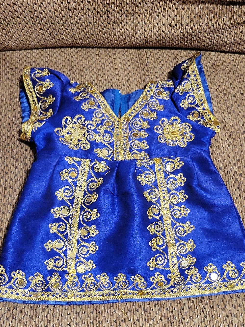Embroidered Royal Blue Top with Gold Accents